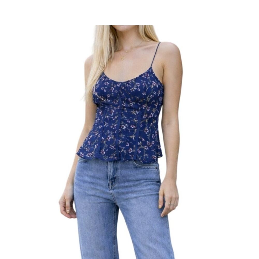 Y2K Babydoll Mini Cami Top Large Floral Corset-Like Feminine Chic Strappy